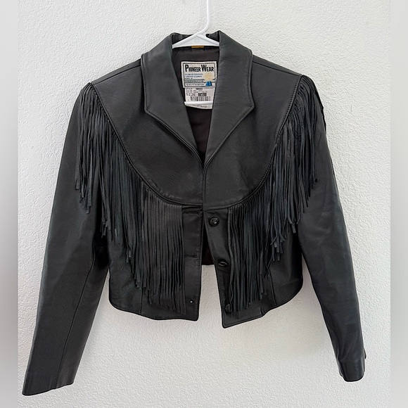 Vintage RARE Leather PioneerWear Fringe Jacket - Picture 1 of 6